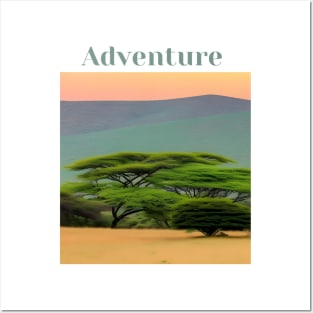 "Safari Drive Adventure - Serene Journey through the Wild, Vibey Safari-Inspired Tee, Unisex Adventure Lover T-shirt, Aesthetic Safari Scene, Nature-inspired Design" Posters and Art